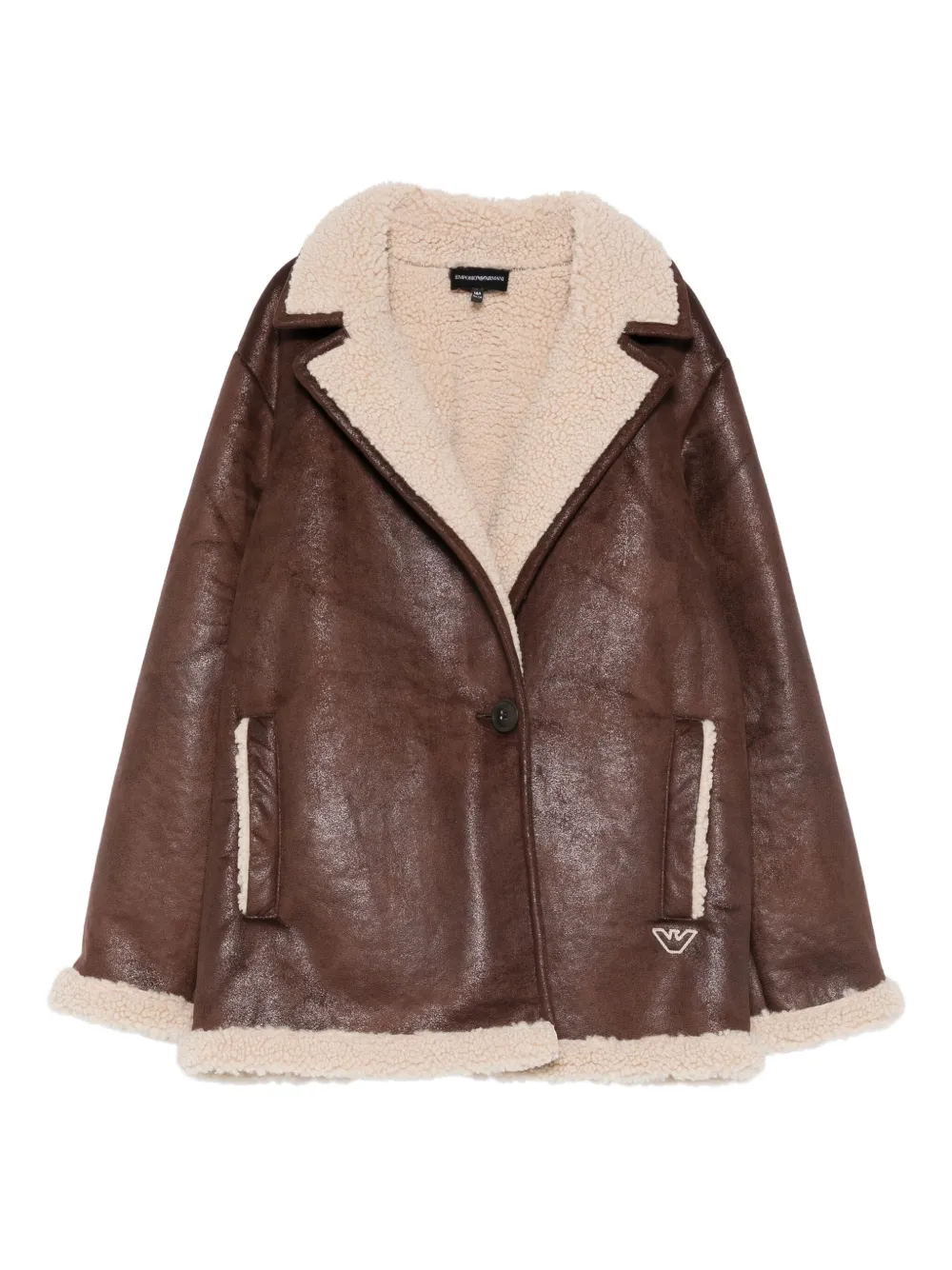 Emporio Armani Kids shearling-trim jacket - Marrone