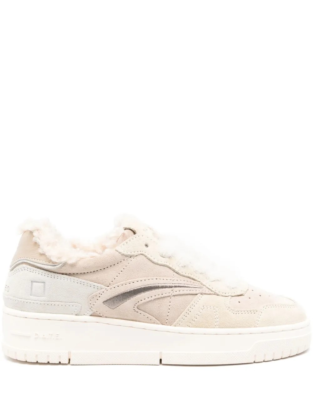 Date Shearling-panel Sneakers In Neutral