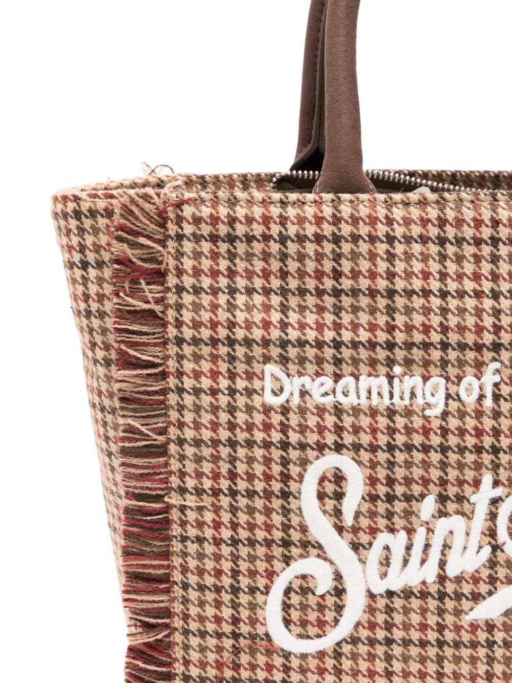 MC2 Saint Barth Shopper met borduurwerk en franje Bruin