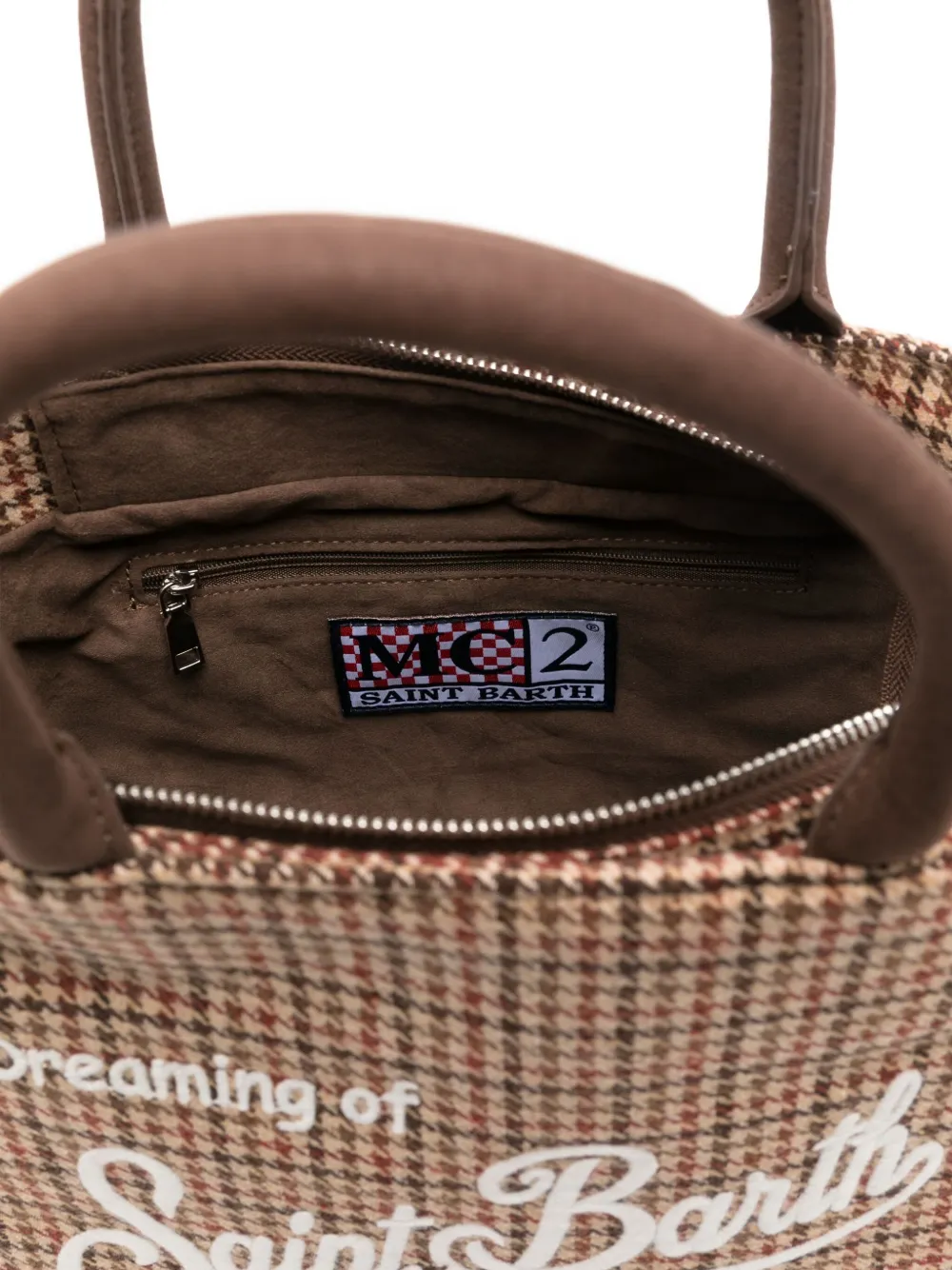 MC2 Saint Barth Shopper met borduurwerk en franje Bruin