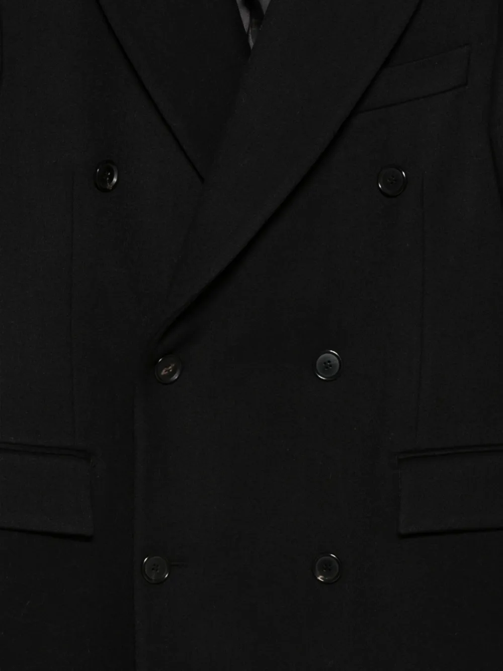 Husbands Wollen jas met dubbele rij knopen Zwart