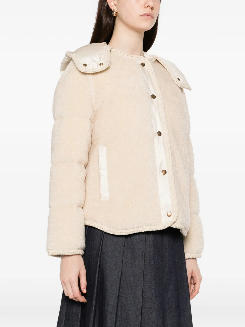  Moncler Ciboulette Button Hooded Jacket - Neutrals 