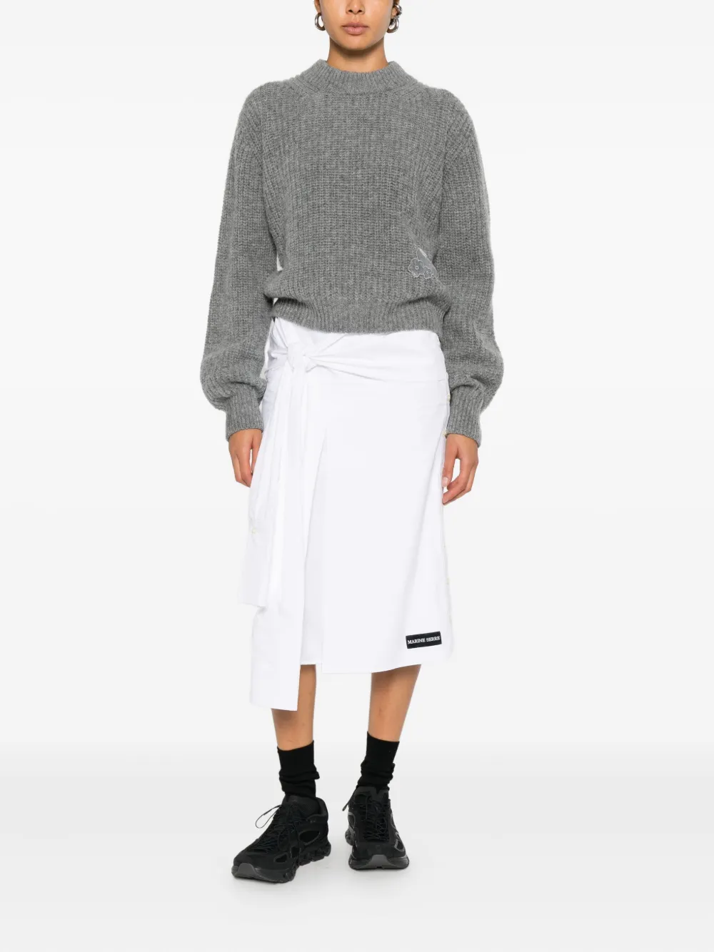Cecilie Bahnsen Flower Appliqué Sweater In Gray