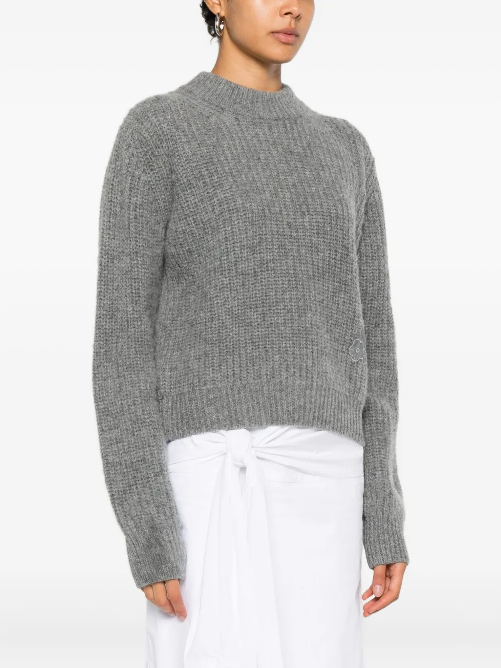 Cecilie Bahnsen Flower Appliqué Sweater In Gray