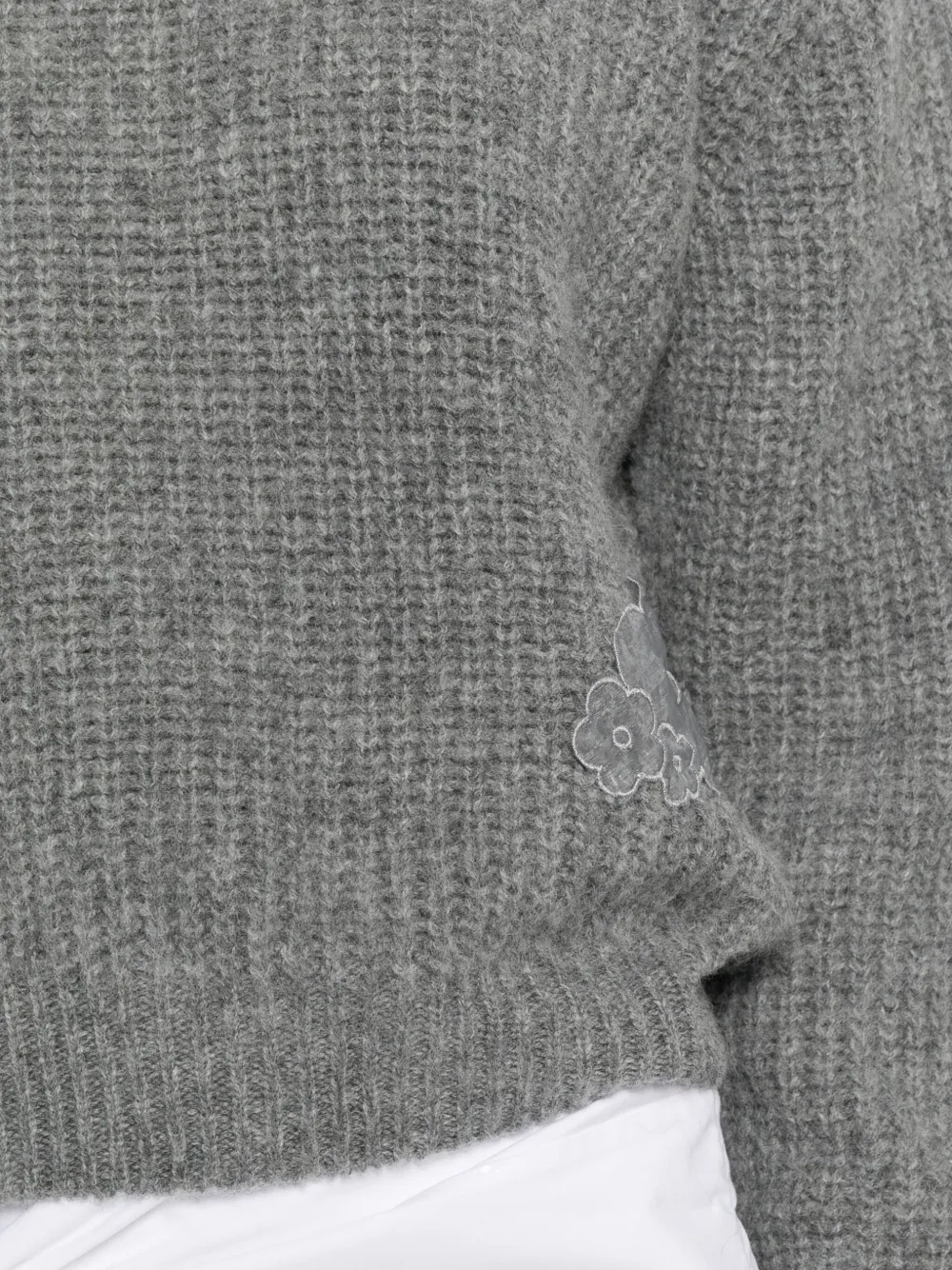 Cecilie Bahnsen Flower Appliqué Sweater In Gray