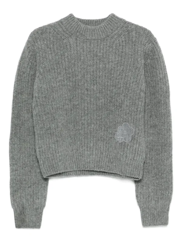 Cecilie Bahnsen Flower Appliqué Sweater in Grey