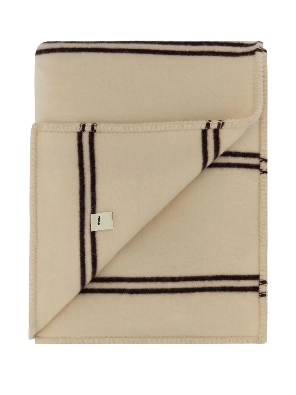 Tekla Striped Embroidered Wool Blanket In Neutral