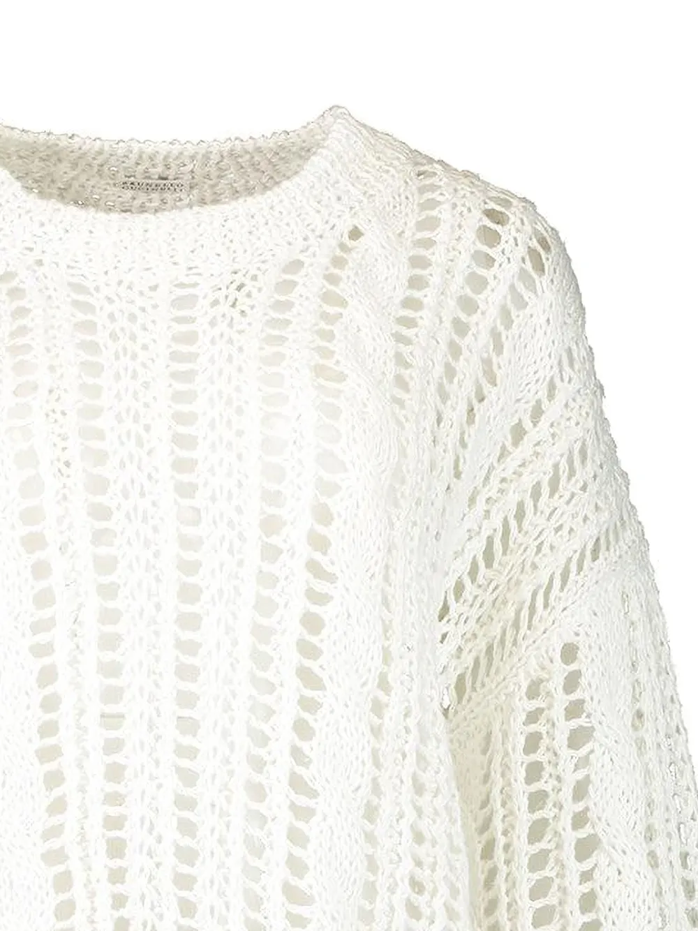 Brunello Cucinelli Open-knit Crew-neck Sweater In White