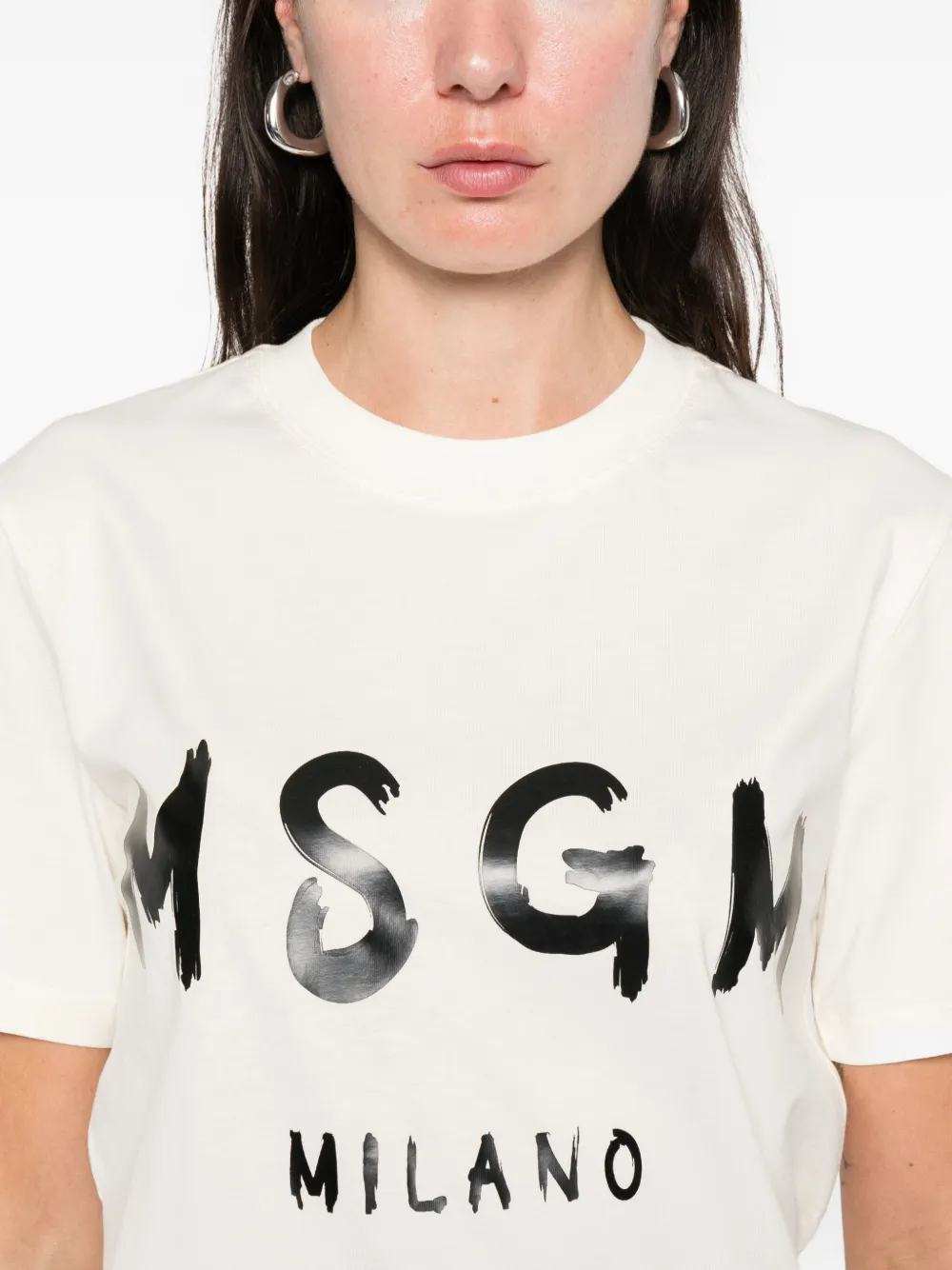 Msgm Logo T-shirt In Neutral