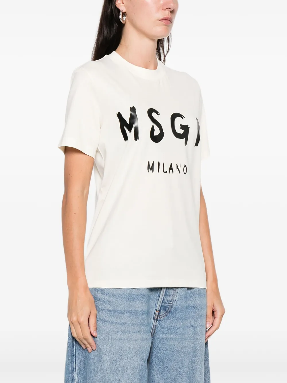 Msgm Logo T-shirt In Neutral