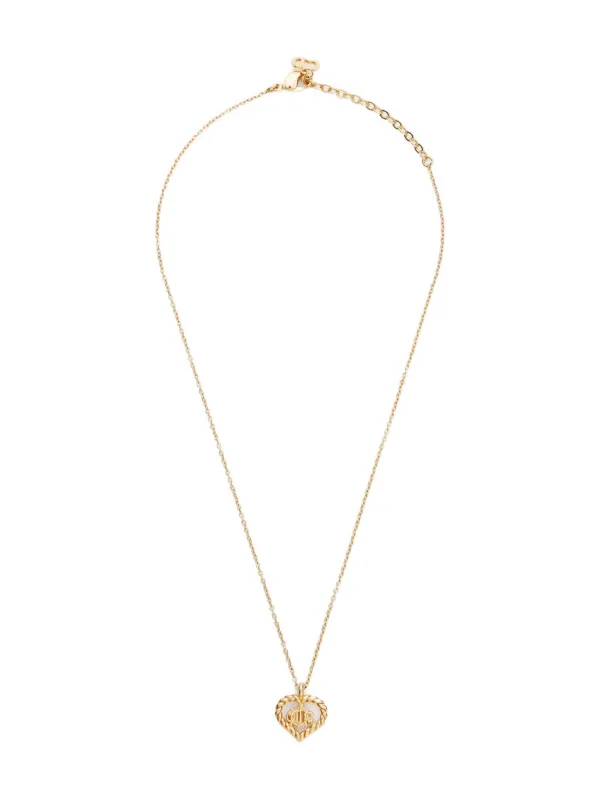 Christian Dior Pre-Owned 1970-1990 logo-heart Necklace Gold