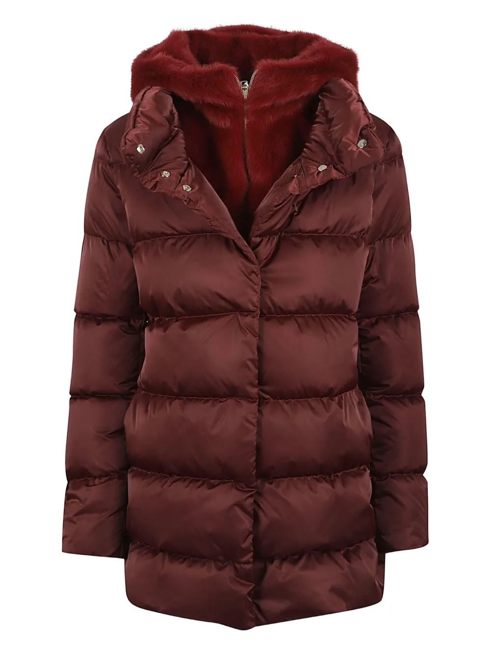 Herno Hooded Quilted Down Coat In Burgundy