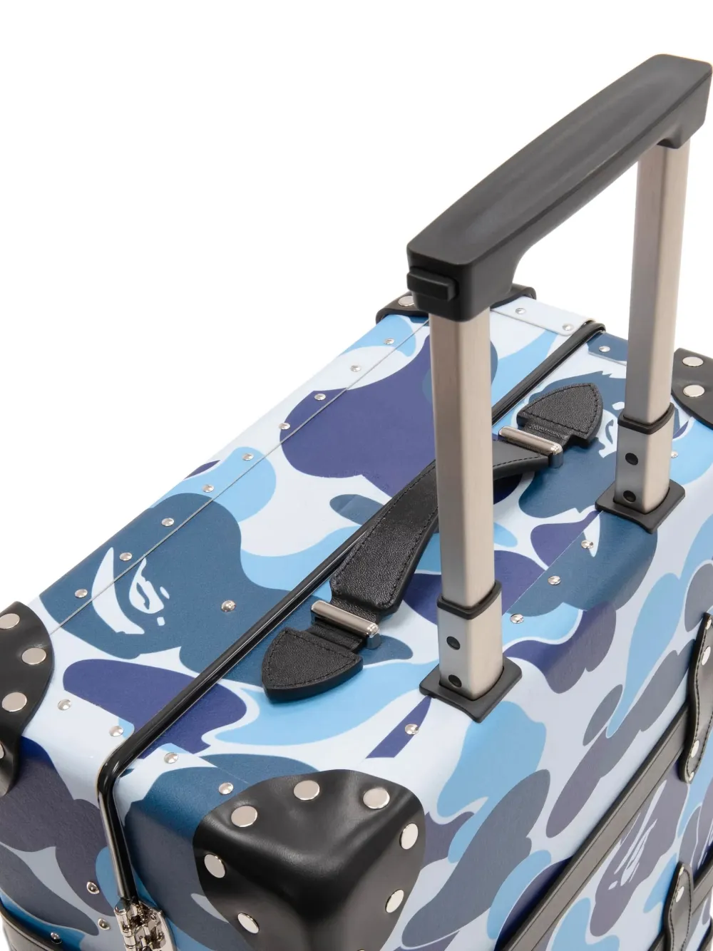 A BATHING APE x Globe-Trotter reistas met camouflagepatroon Blauw