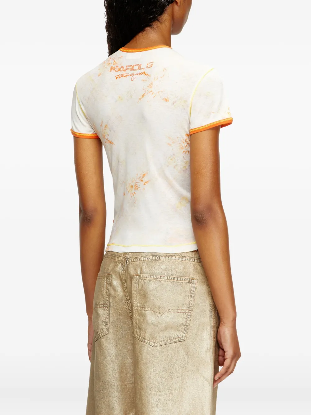 Diesel x Karol G T-Uncutie T-shirt met bloemenprint Beige