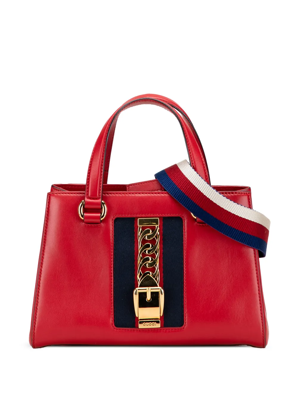 Gucci Pre-Owned 2000-2015 Leather Sylvie Web Top Handle satchel - Rosso