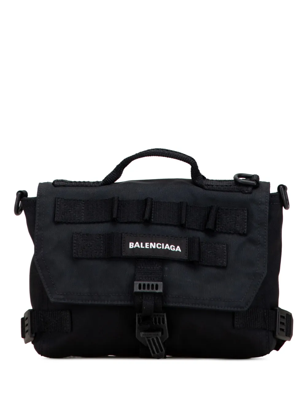 Balenciaga Pre-Owned 2021 Small Recycled Nylon Army Messenger Bag satchel | Black | Image 1