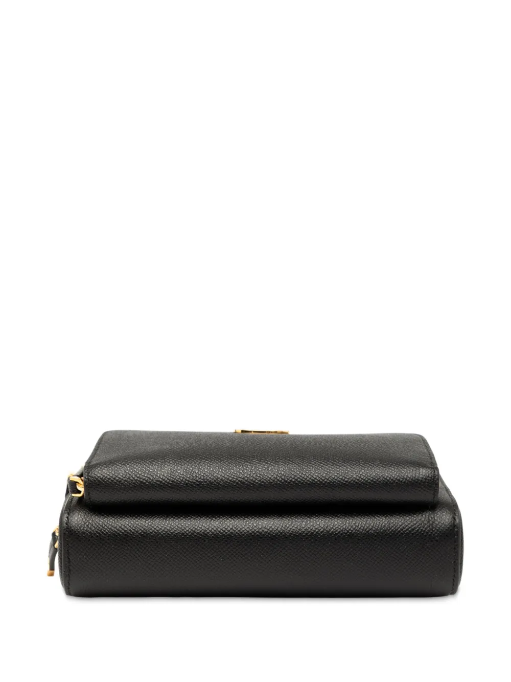 Pre-owned Dior 2022 Grained Calfskin Caro Double Pouch Crossbody Bag In Black