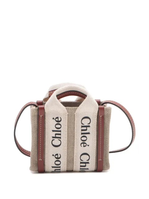 Chloé Pre-Owned bolsa satchel Nano Canvas Woody 2020-2025