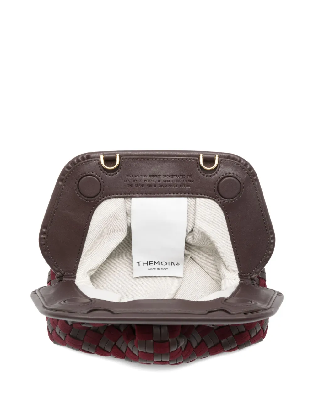 Themoirè Woven-design Clutch Bag In Brown