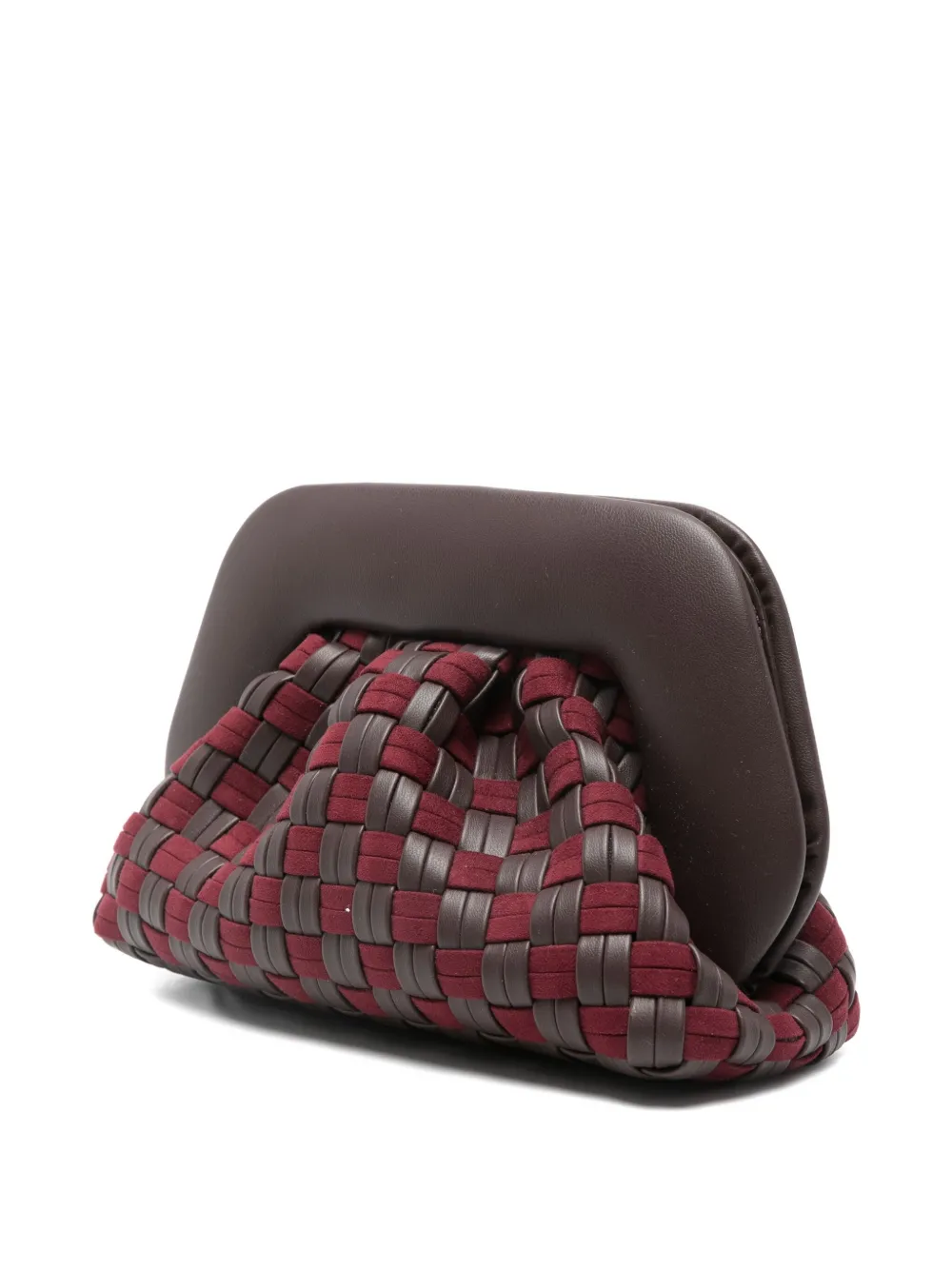 Themoirè Woven-design Clutch Bag In Brown