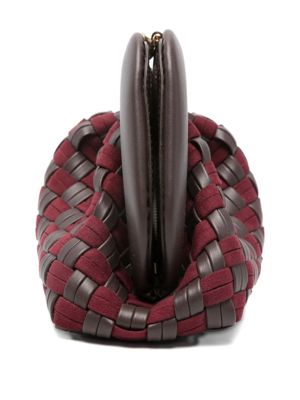 Themoirè Woven-design Clutch Bag In Brown