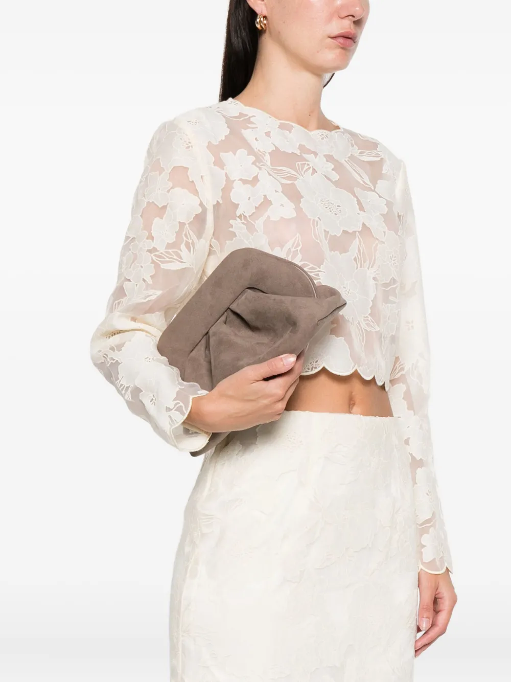 Themoirè Tia Ruched Clutch Bag In Neutral