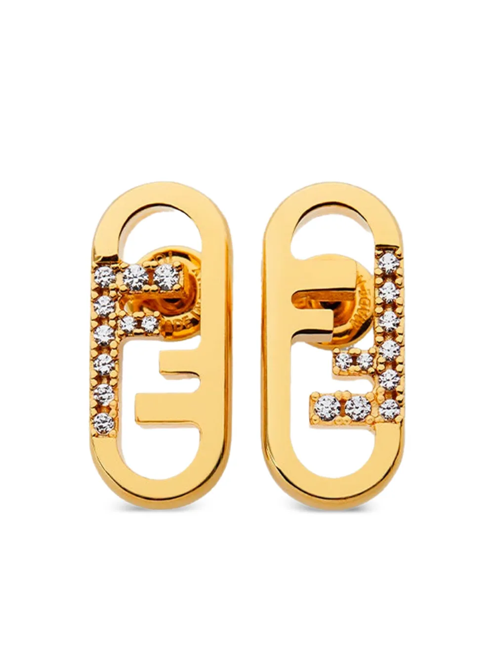 FENDI crystal-embellished metallic earrings | Gold | Image 1