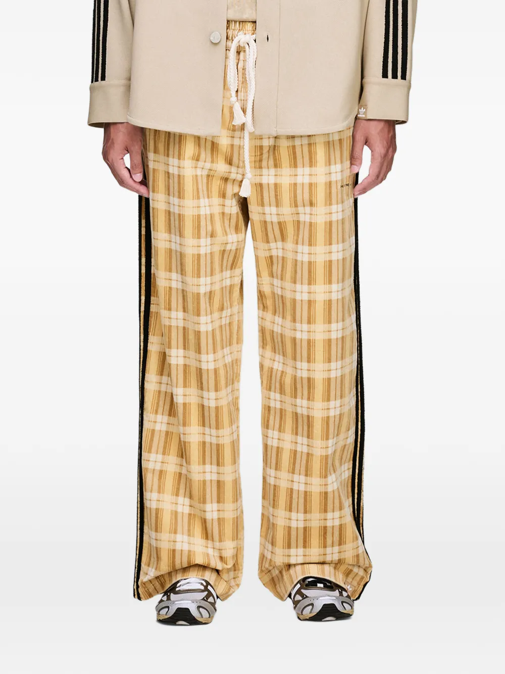 Song For The Mute x Adidas logo check trousers - Nude