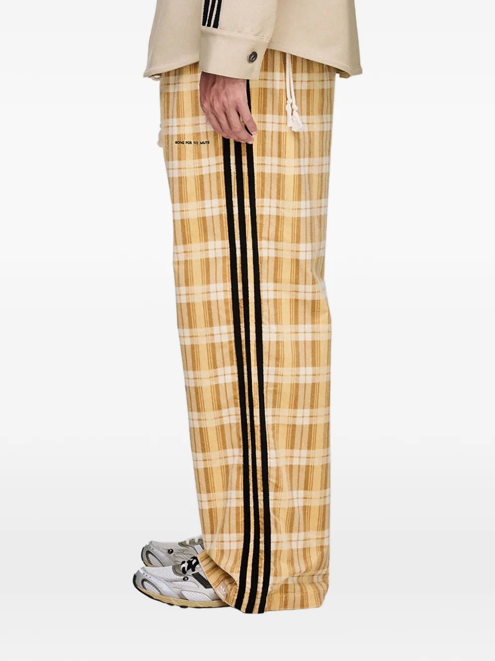 Song For The Mute x Adidas logo check trousers - Beige