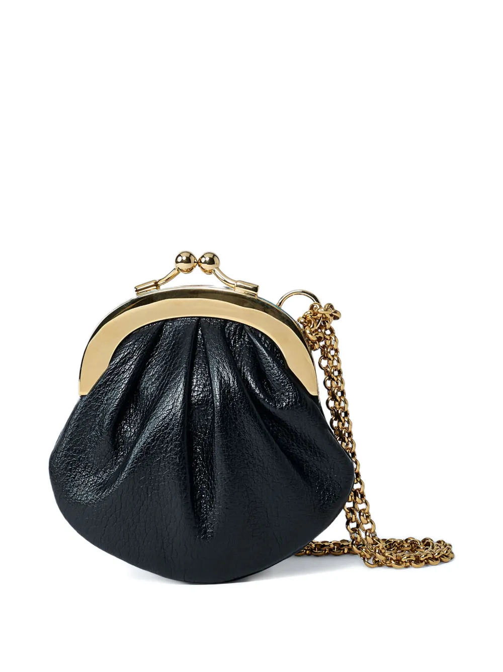 Chloé Chain Logo Leather Clutch Bag In Black