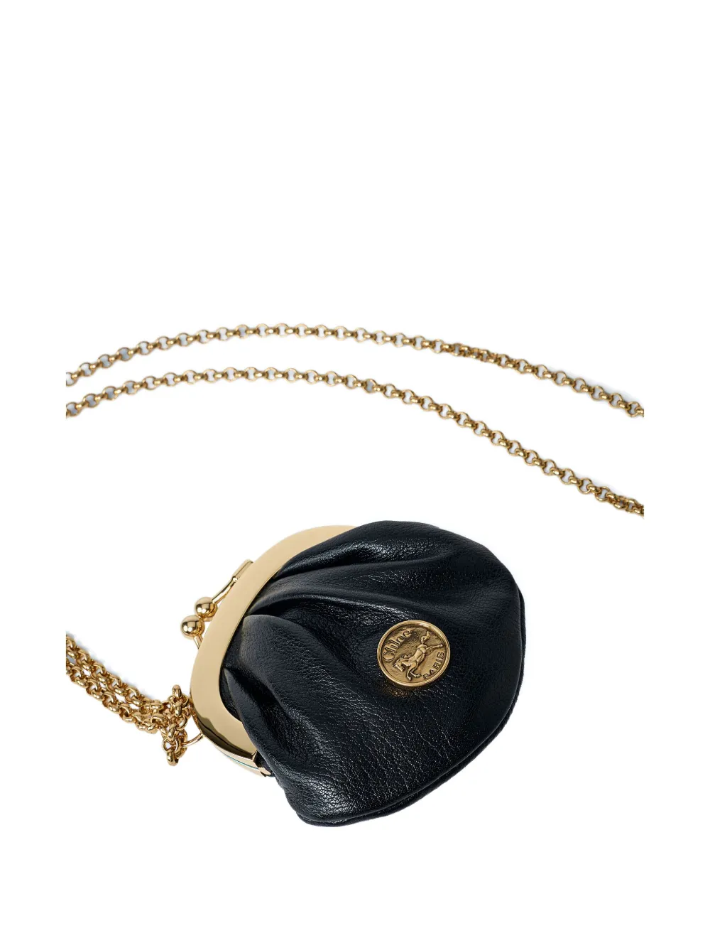 Chloé Chain Logo Leather Clutch Bag In Black