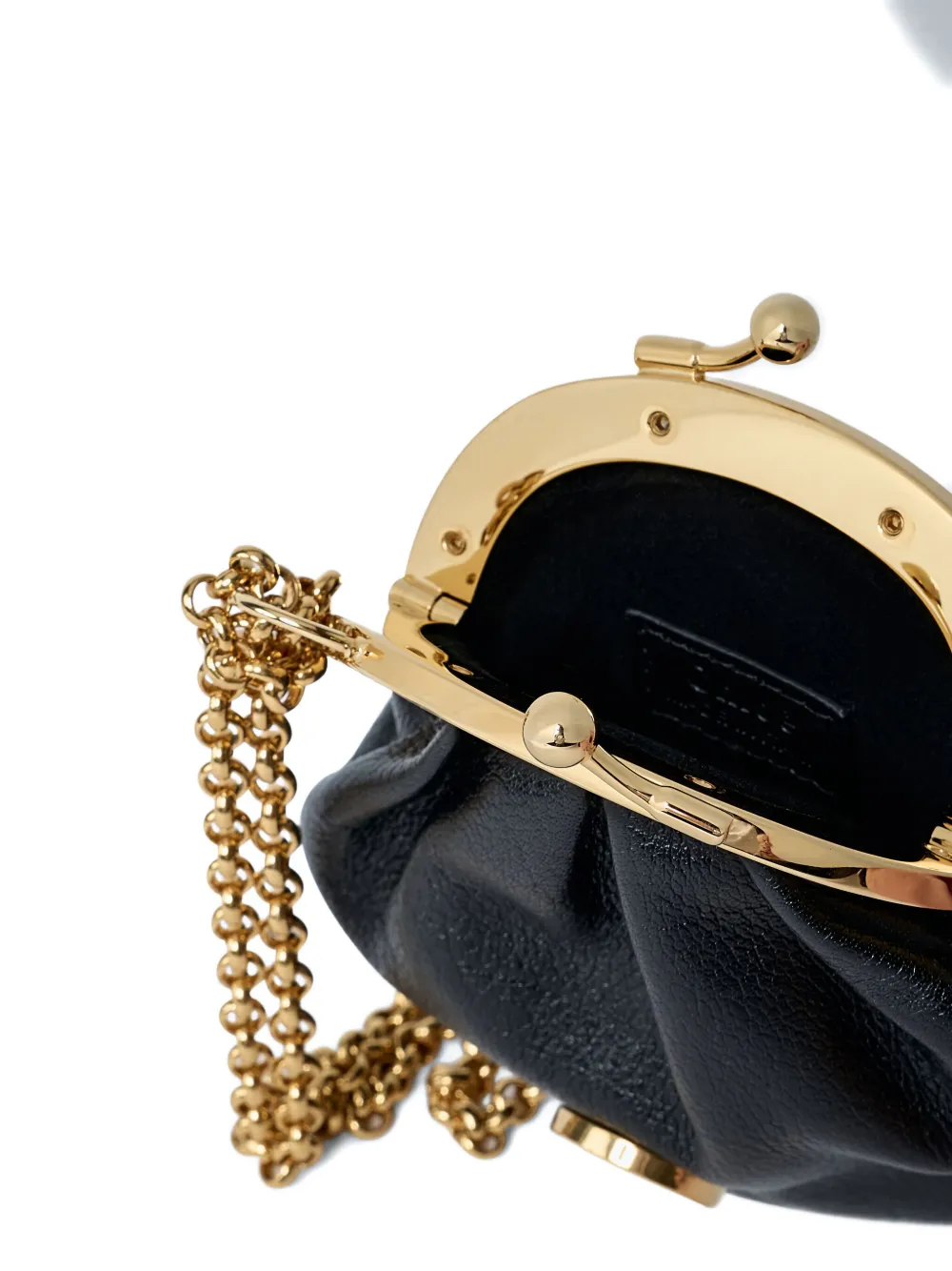 Chloé Chain Logo Leather Clutch Bag In Black