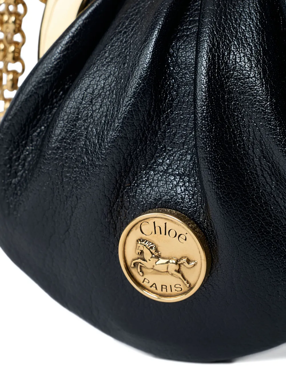 Chloé Chain Logo Leather Clutch Bag In Black