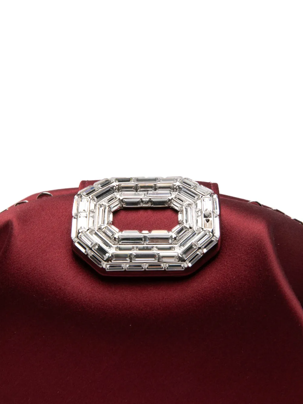 Amina Muaddi Camelia verfraaide clutch Rood