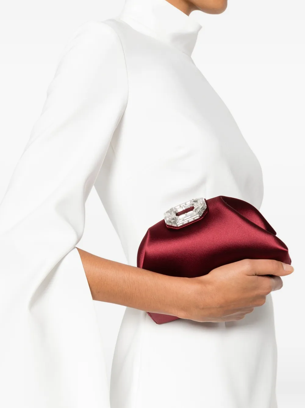 Amina Muaddi Camelia embellished clutch bag - Rood