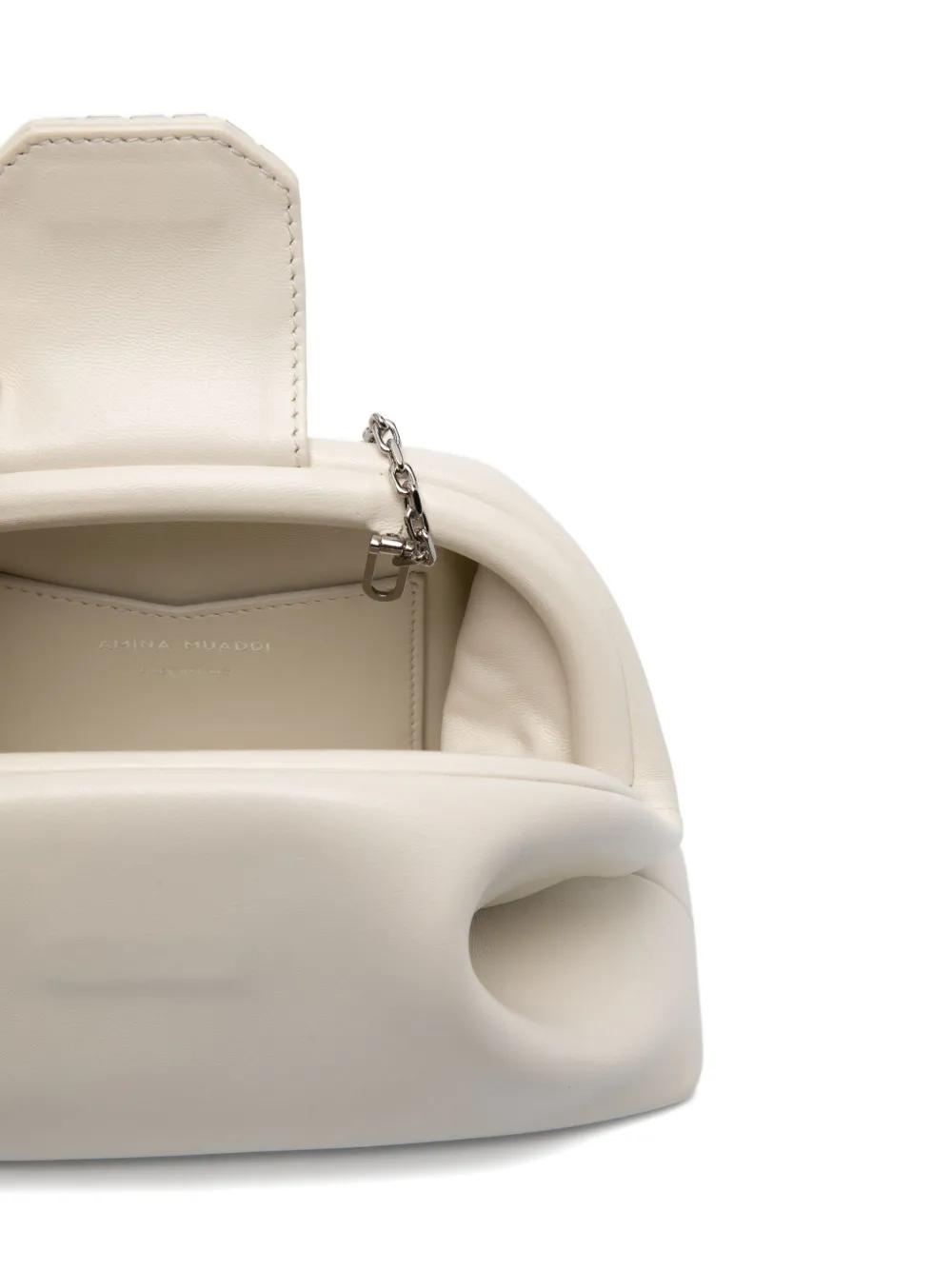Amina Muaddi Camelia verfraaide clutch Beige