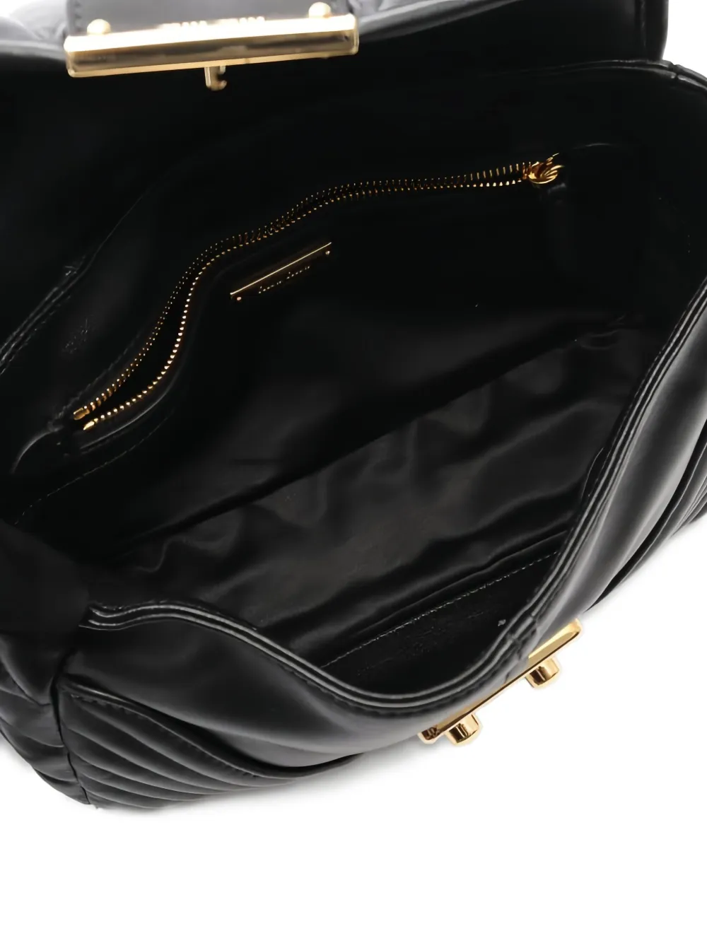 Pre-owned Miu Miu Quilted Biker Shoulder Bag In Black