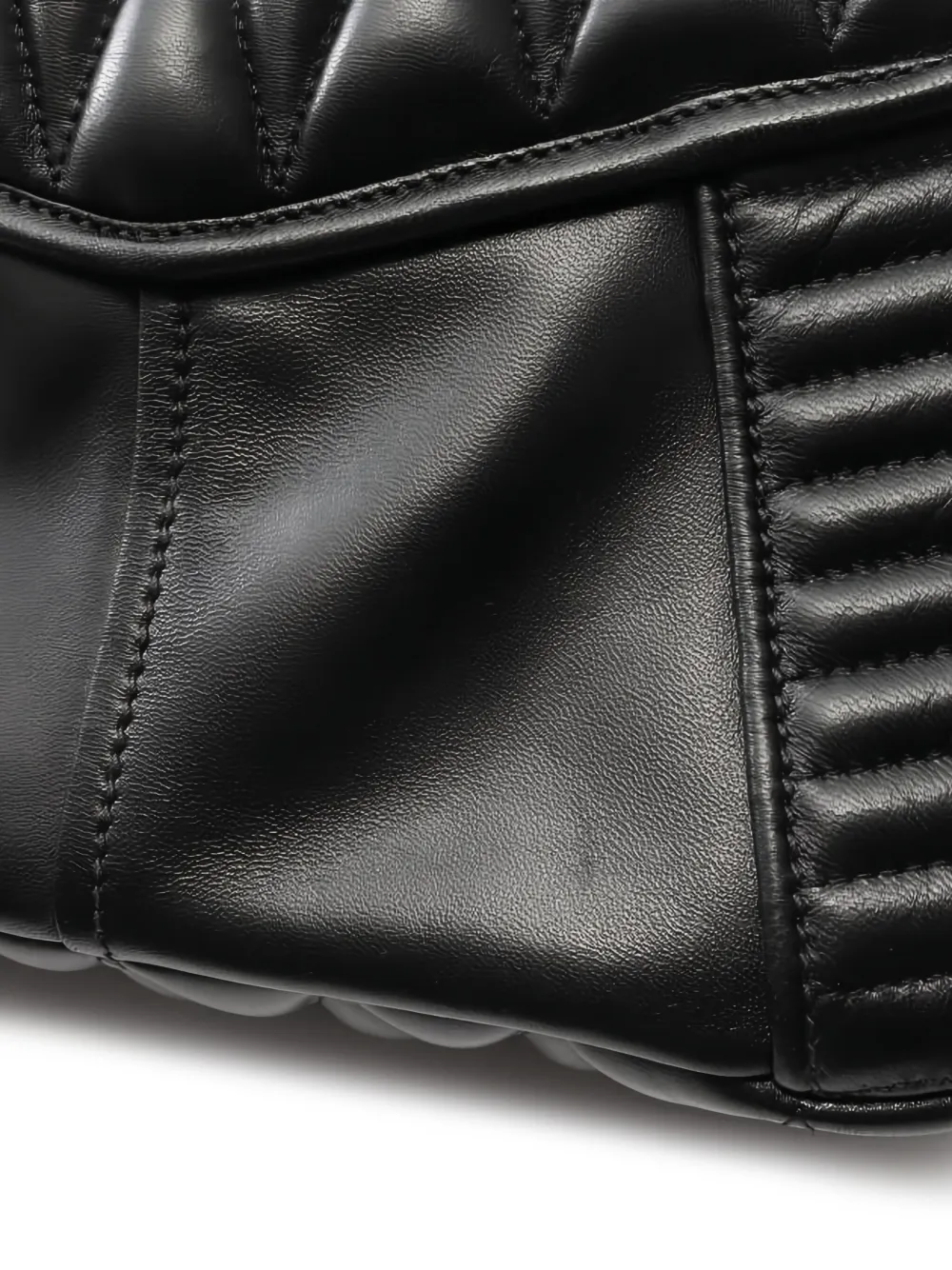 Pre-owned Miu Miu Quilted Biker Shoulder Bag In Black
