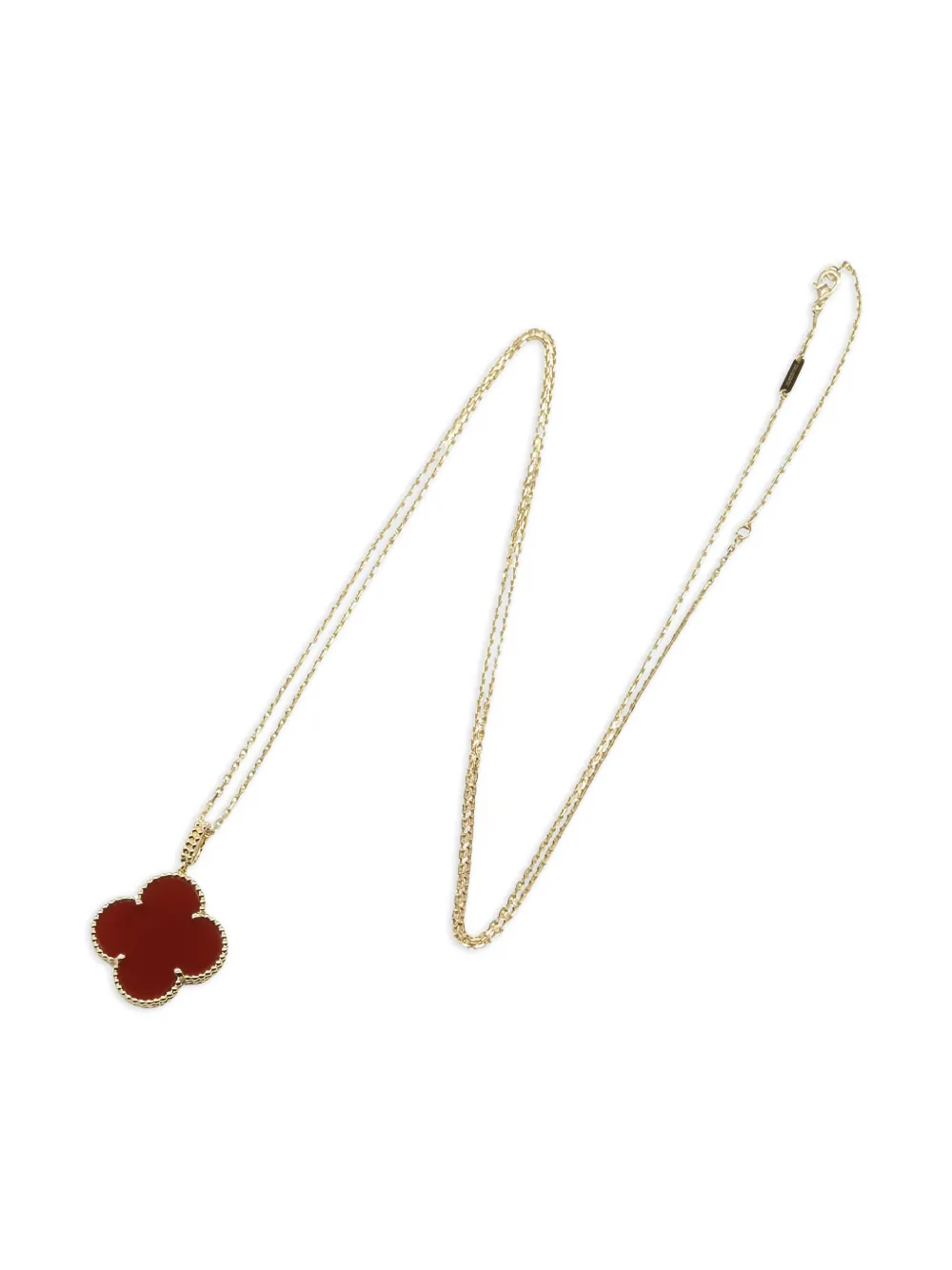 Van Cleef & Arpels Pre-Owned アルハンブラ カーネリアン ネックレス 18Kイエローゴールド - ゴールドトーン Van Cleef & Arpels Pre-Owned アルハンブラ カーネリアン ネックレス 18Kイエローゴールド - ゴールドトーン