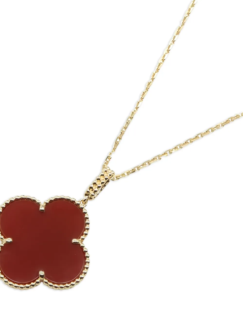 Van Cleef & Arpels Pre-Owned 18K yellow gold Alhambra carnelian necklace | Image 2