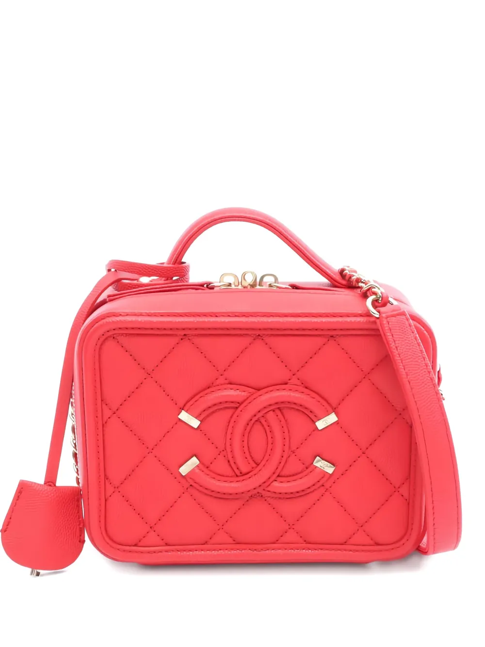 CHANEL Pre-Owned 2019 ココマーク マトラッセ レザー ショルダーバッグ - レッド CHANEL Pre-Owned 2019 ココマーク マトラッセ レザー ショルダーバッグ - レッド