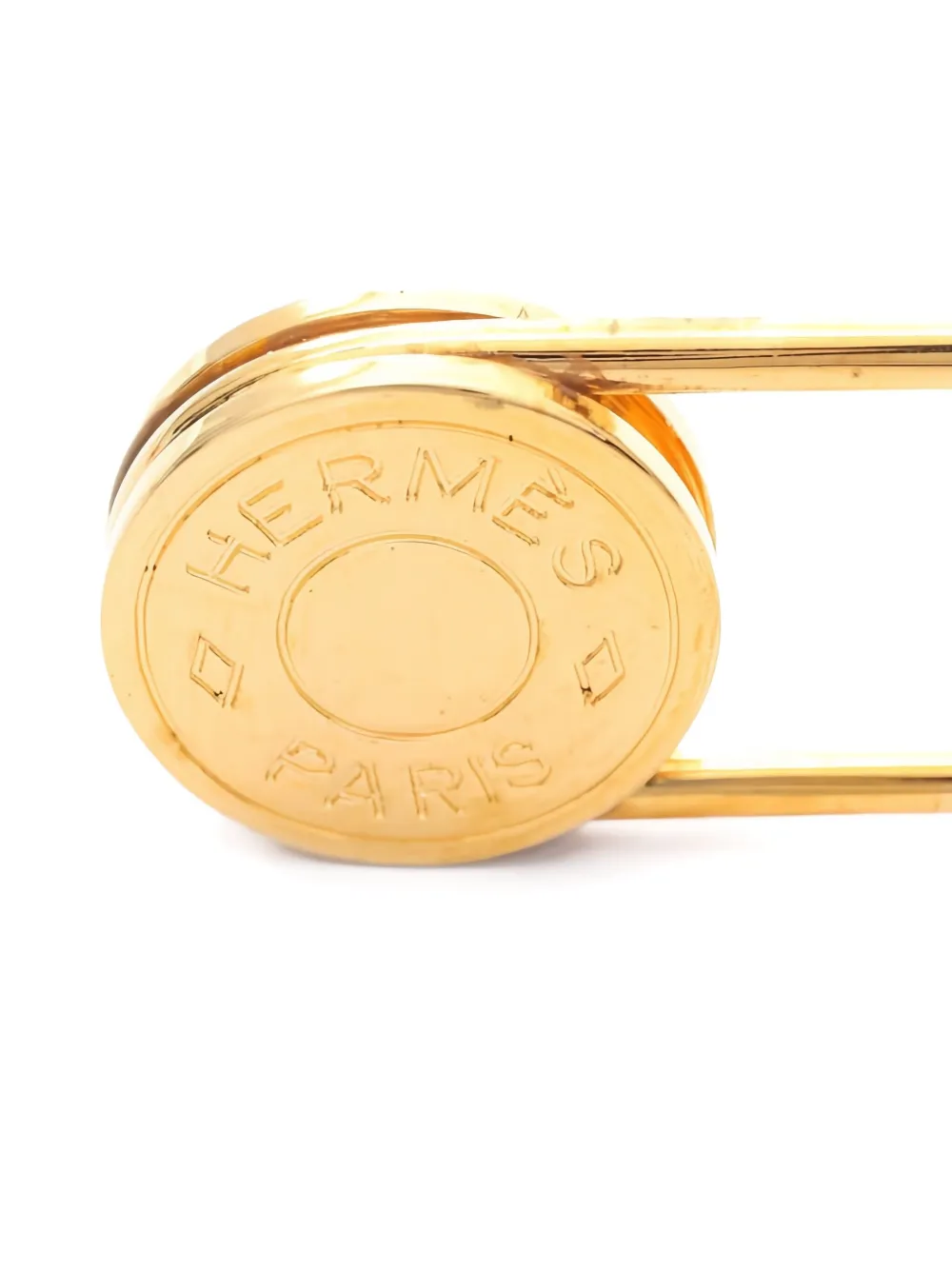 Pre-owned Hermes 2010s Serie Safety Pin Brooch In Gold