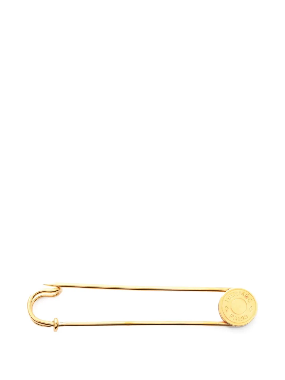Pre-owned Hermes 2010s Serie Safety Pin Brooch In Gold
