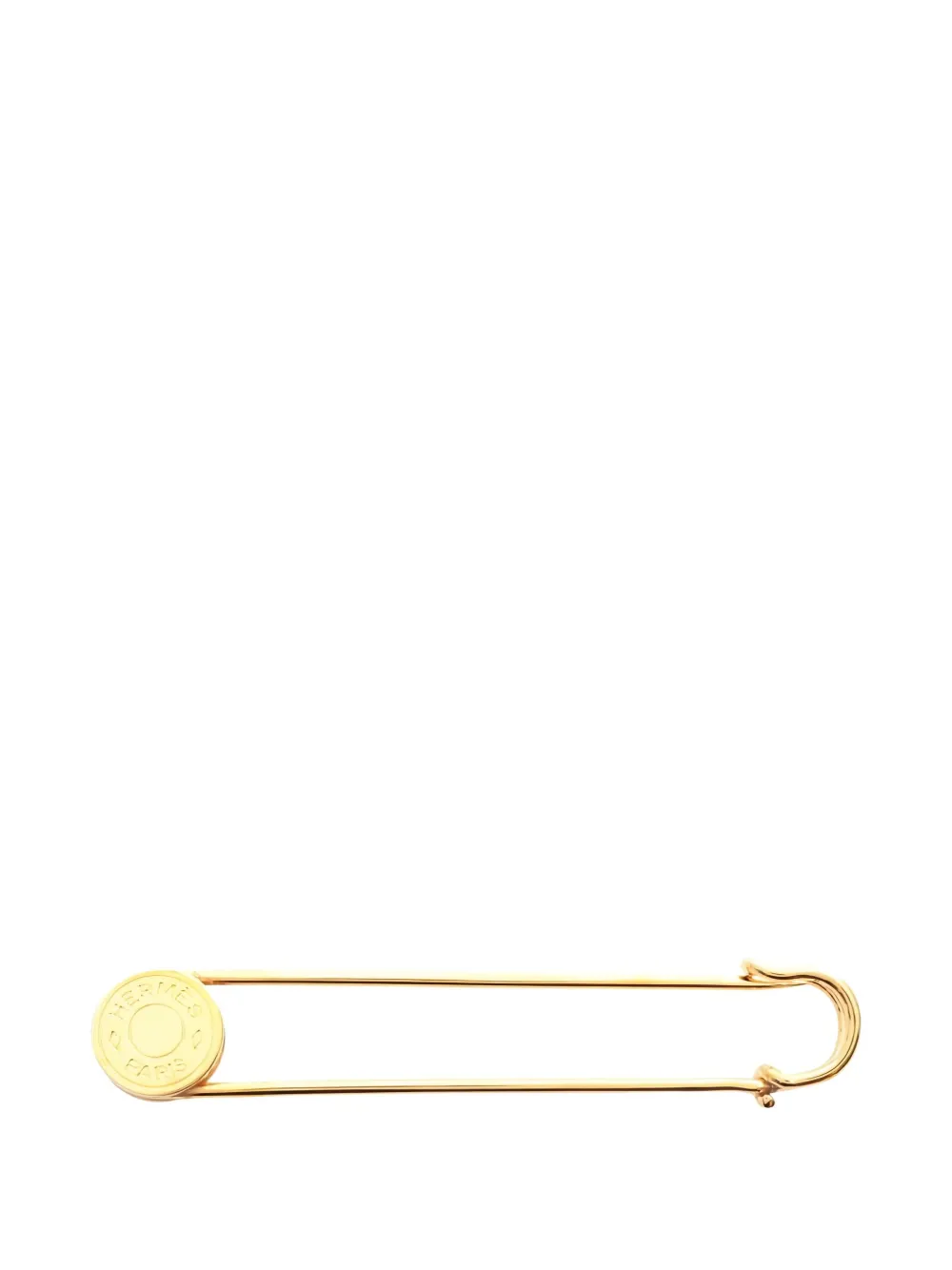 Pre-owned Hermes 2010s Serie Safety Pin Brooch In Gold