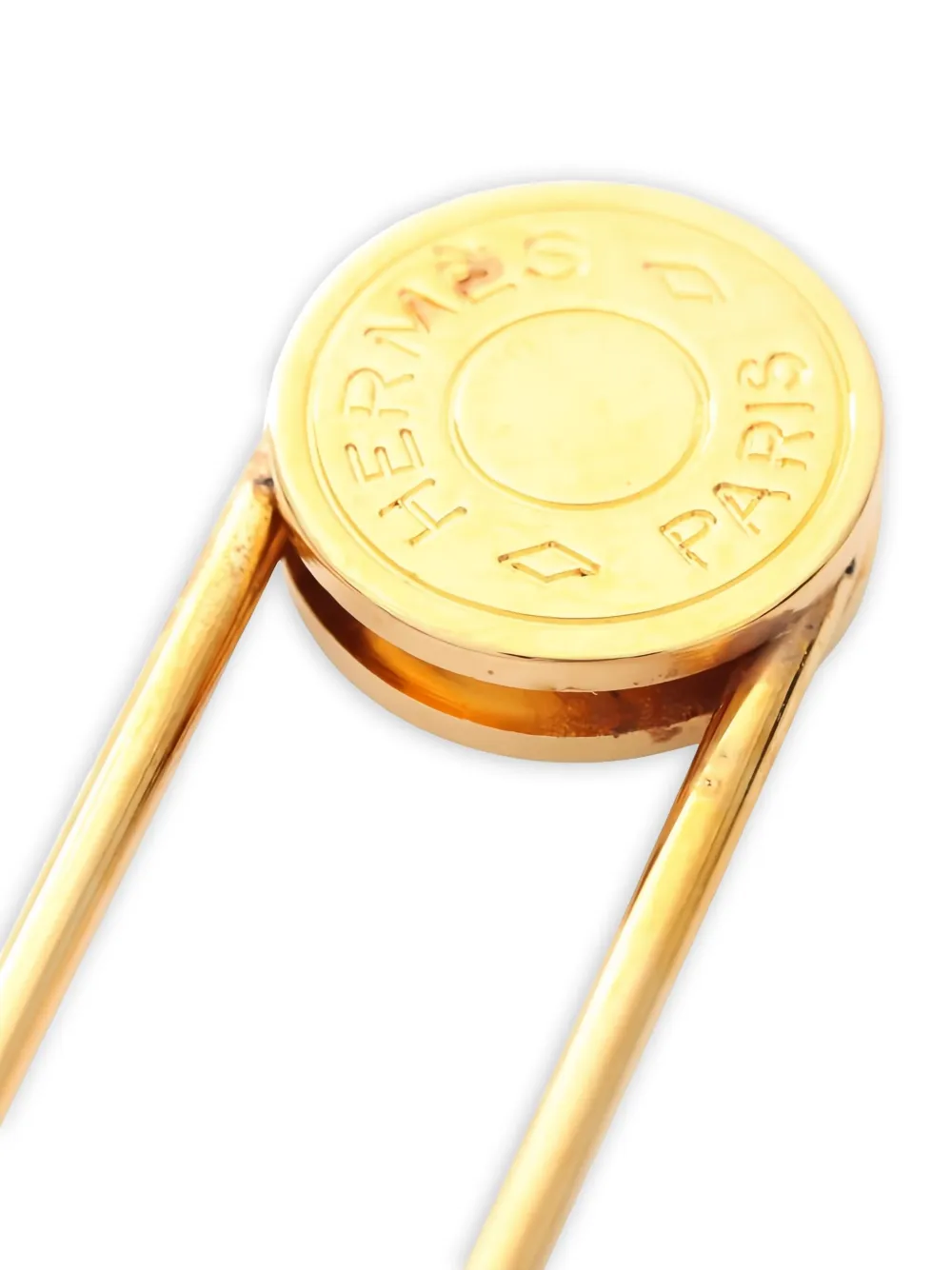 Pre-owned Hermes 2010s Serie Safety Pin Brooch In Gold