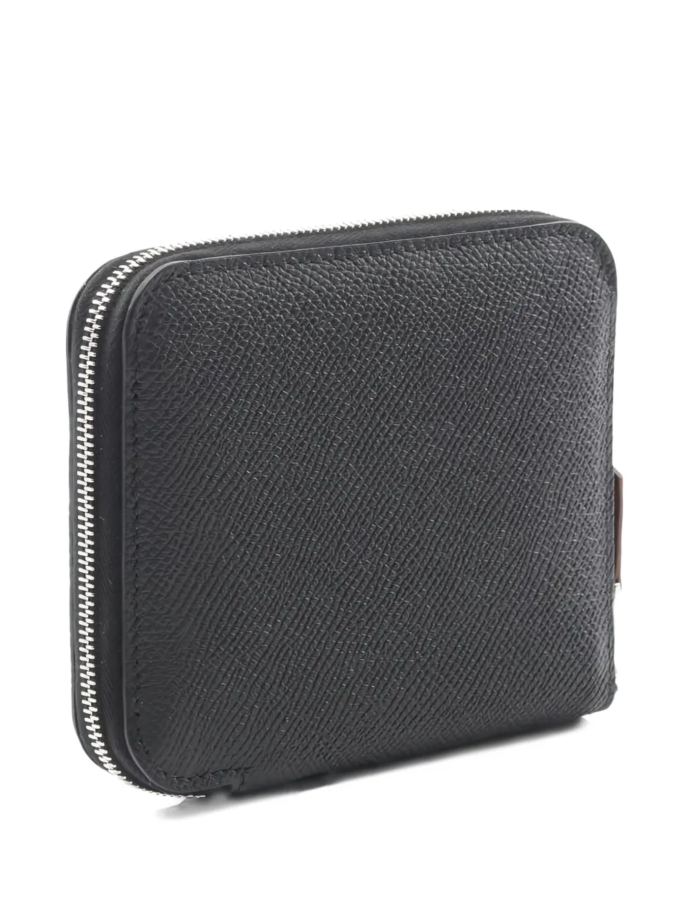 Pre-owned Hermes 2024 Azap Compact Round-zip Wallet In Black