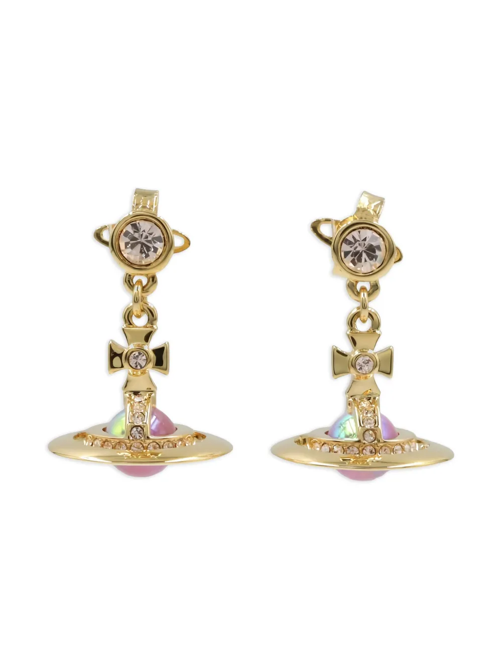 Vivienne Westwood Pre-Owned 2020s Orb クロス ピアス - ゴールドトーン Vivienne Westwood Pre-Owned 2020s Orb クロス ピアス - ゴールドトーン