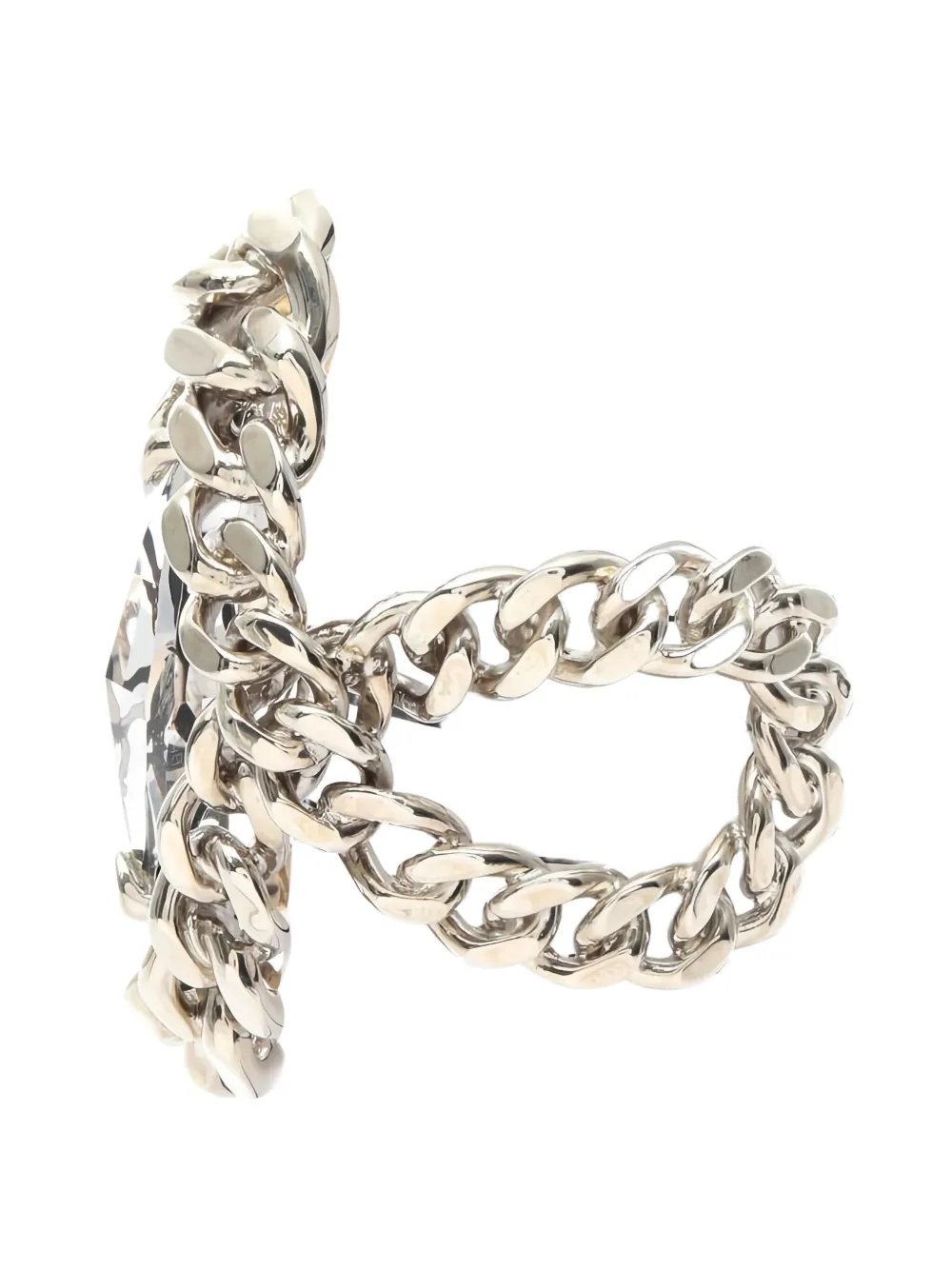 Pre-owned Dior 2010s Cd Crystal Chain Bangle In Silver