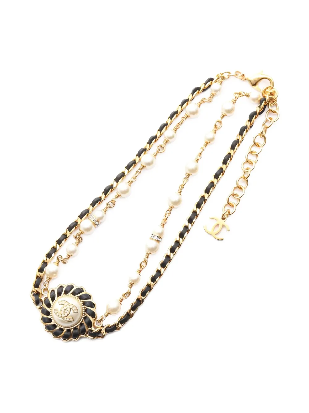 Pre-owned Chanel 1986-1988 Coco Mark Double Chain Choker In Gold