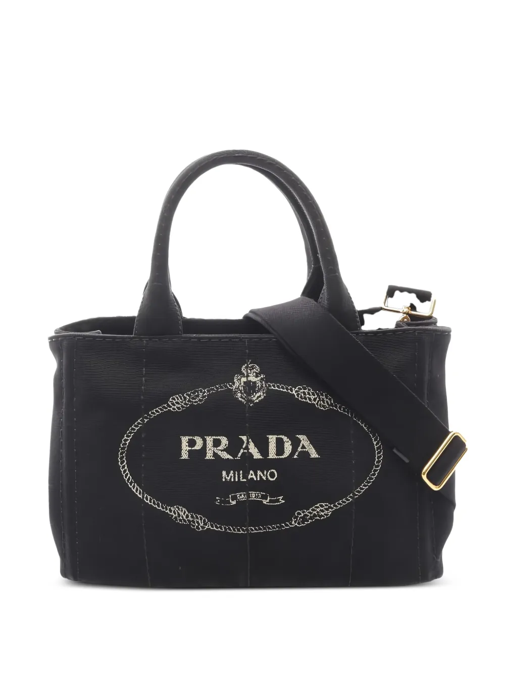 Pre-owned Prada 2000s Canapa Logo Tote Bag In Black